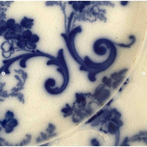 Antique Flow Blue Plate Ridgways England Royal Semi Porcelain Gainsborough x5 - Picture 7 of 10